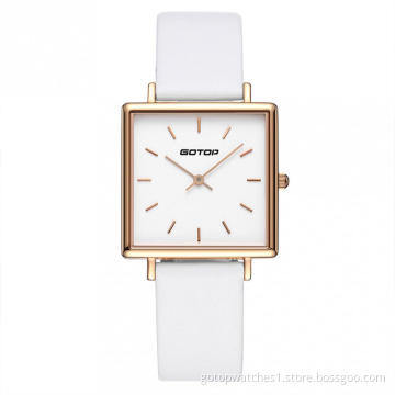 SQUARE ROSE GOLD AND WHITE WOMEN'S WATCH IN STAINLESS STEEL AND LEATHER